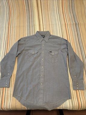Wrangler Blue-Gray Long Sleeve Western Button Shirt